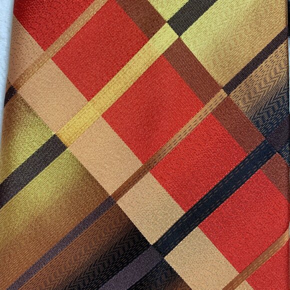 Vintage 70s Chavant Polyester Clip On Tie Gold Mod Disco Retro Wide Necktie - Picture 3 of 8